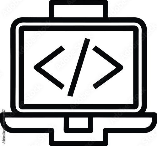 Code Brackets Icon Outline Vector Illustration