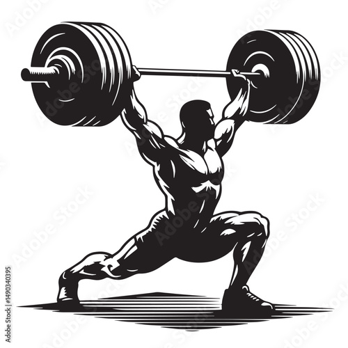 Powerlifting Silhouette line art vector illustration on white background