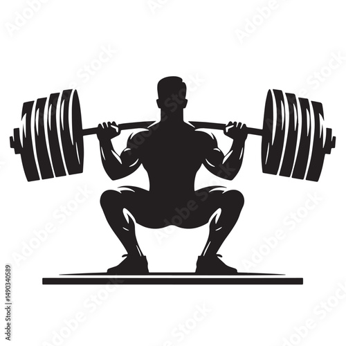 Powerlifting Silhouette line art vector illustration on white background