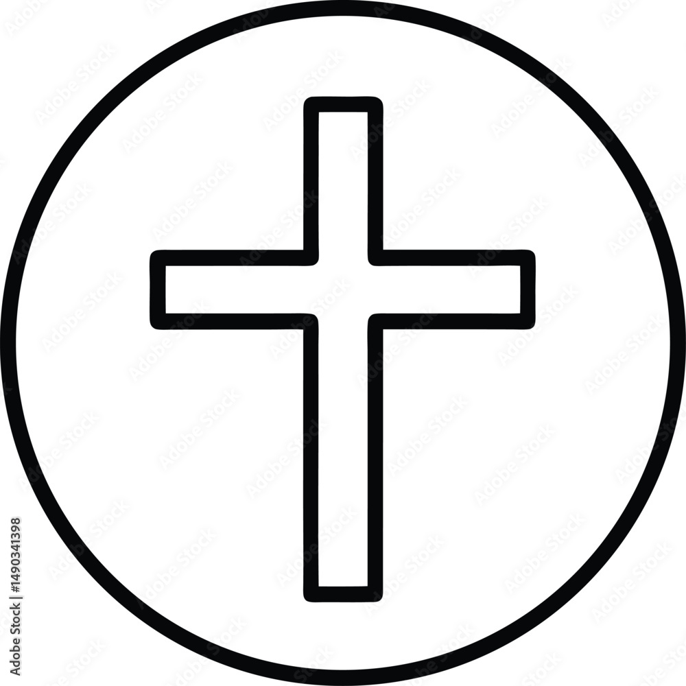 Obraz premium Cross Circle Icon Outline Vector Illustration