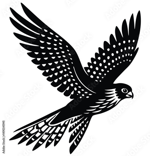 a kestrel hovering in midair scanning the ground
