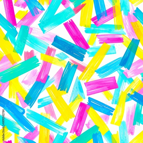Paint Stroke Pattern in Neon Colors