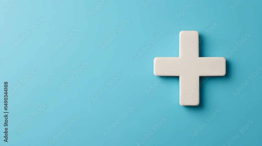 Obraz premium Plus symbol on a blue background with soft lighting