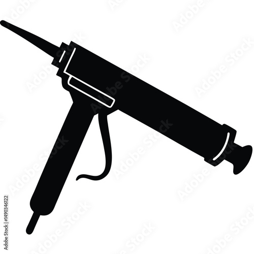 a silhouette of a caulking gun with a tube of caulk