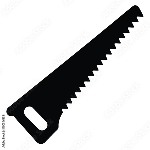 a silhouette of a hand saw with a serrated edge