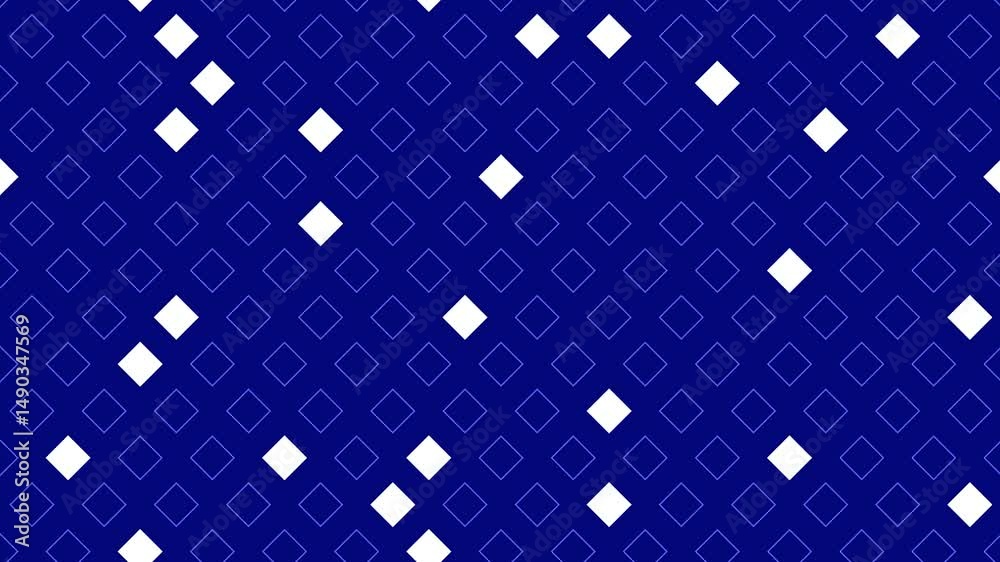 Abstract geometric pattern of white diamonds on a dark blue background