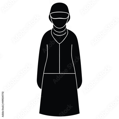 a silhouette of a person wearing a surgical gown and mask