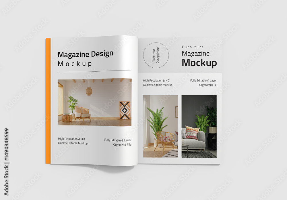 Top View Open Magazine Mockup Stock Template | Adobe Stock