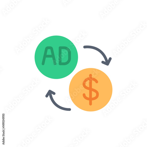 Monetization through advertisement, showcasing a modern and financial connection