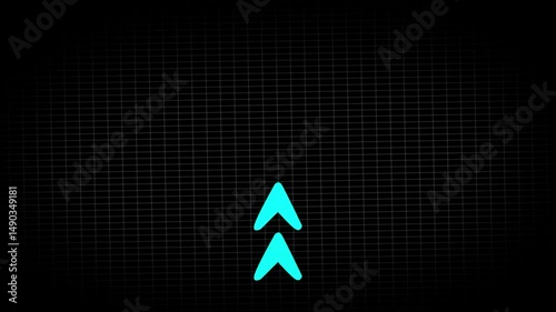 arrow icon swipe up animation black background. UP Directional Arrow Loop Animation.. The arrow smoothly animates, creating a dynamic, futuristic effect that emphasizes upward.
