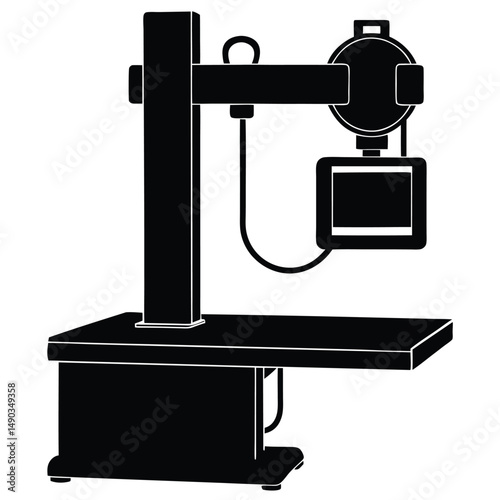 a silhouette of an x ray machine in a medical room