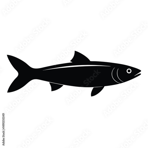a small silhouette of an anchovy streamlined and thin