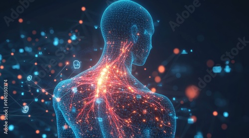 Digital rendering of a human's nervous system