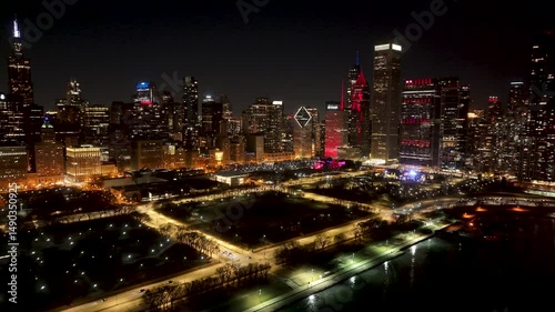 Wallpaper Mural Night Chicago Skyline At Chicago Illinois United States. City Skyline Showing Modern And Traditional Architecture. Building Industrial Landscape. Industrial Urban Buildings Architecture Town. Torontodigital.ca