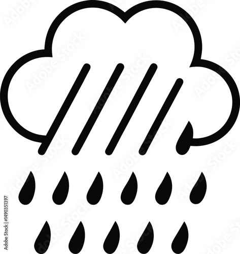 Rain Icon Outline Vector Illustration
