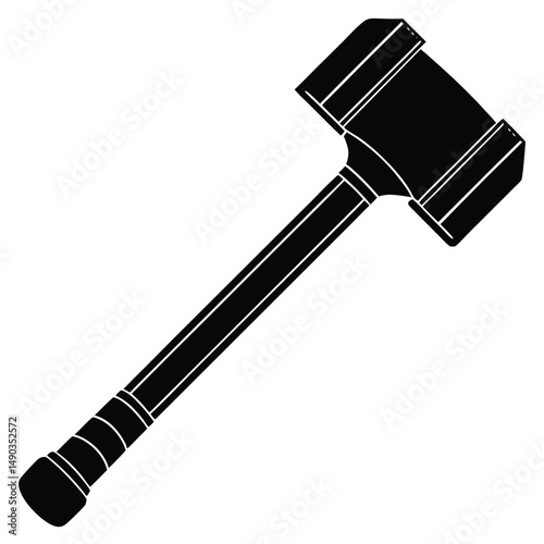 the outline of a heavy sledgehammer with a long wooden handle