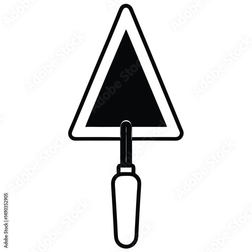 the outline of a masonry trowel with a triangular blade