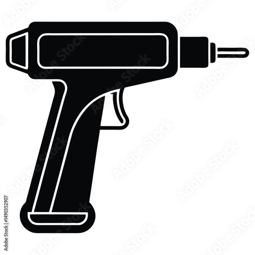 the outline of a pneumatic nail gun angled slightly