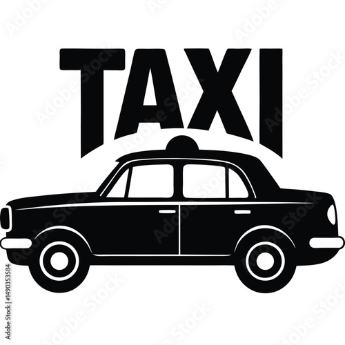 the silhouette of a classic yellow taxi with a taxi light