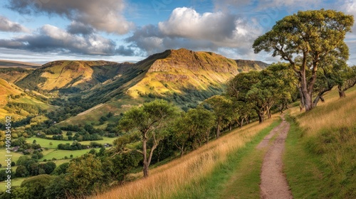 Peaceful Mountain Valley Landscape Under a Cloudy Sky