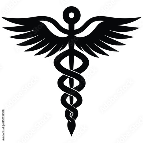the symbol of the caduceus with intertwined serpents
