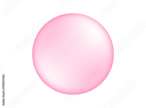 Bubble gum isolated. Matte bright pink pearl sphere. Pink bubble isolated on background. Vector realistic collagen of serum bubbles PNG