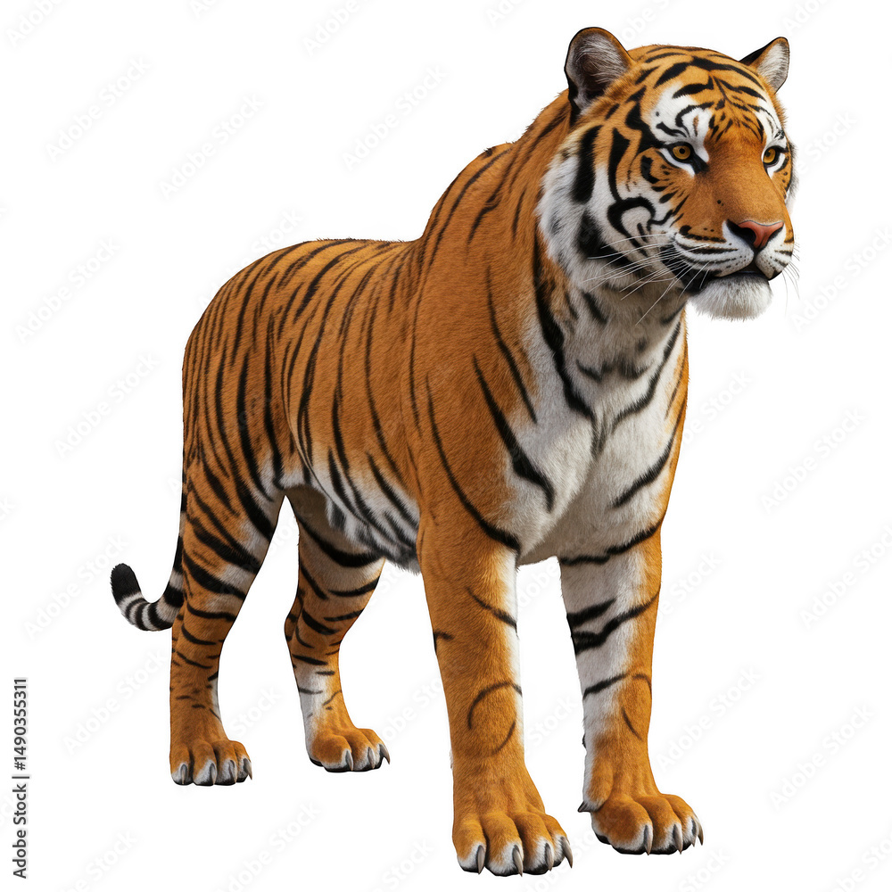 Fototapeta premium tiger standing isolated on a transparent background