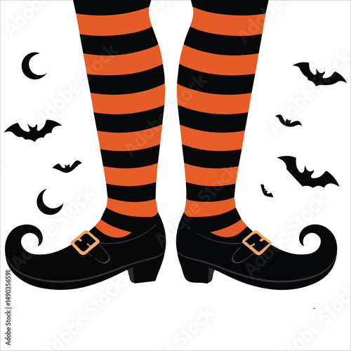 Spooky witch lower half icon isolated vector illustration
