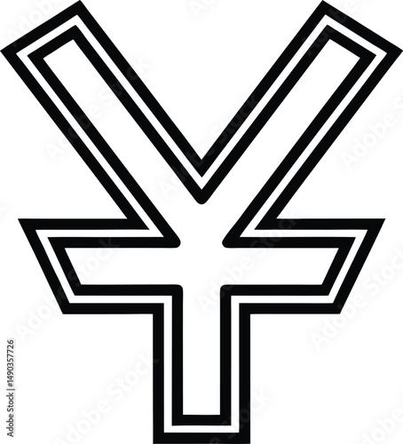 yen sign icon outline vector illustration