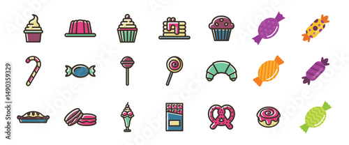Color candy icon set. Candy element vector collection. Lolli pop icons. Vector illustration eps 10