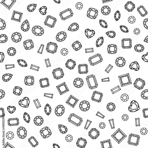 Diamonds randomly scattered on background. Seamless vector pattern