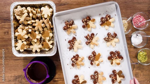 Making Star-Shaped Cookies with Chocolate and Peppermint Chips