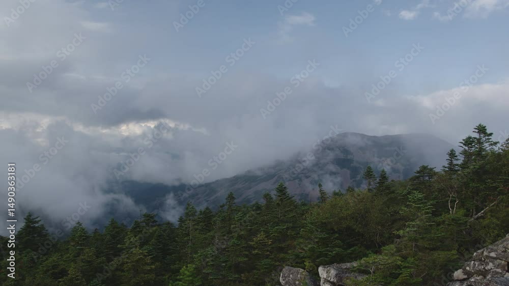 Mount Litovka in the fog. Timelapse.