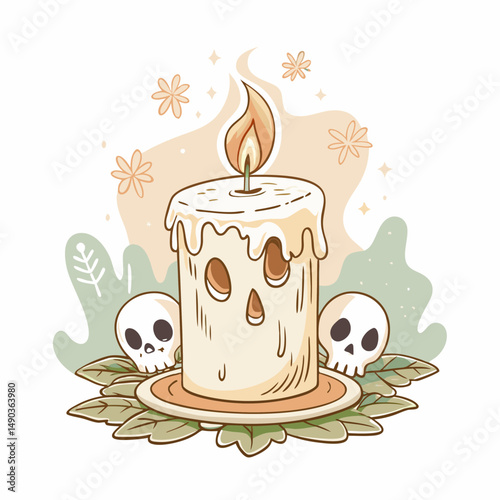 Spooky Halloween Melting Candle Vector Icon