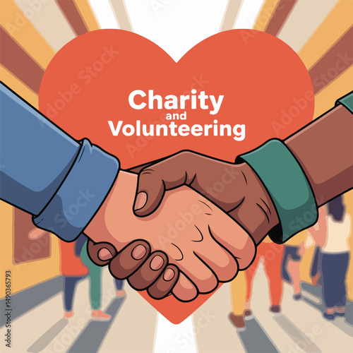  Charity and volunteering handshake illustration.