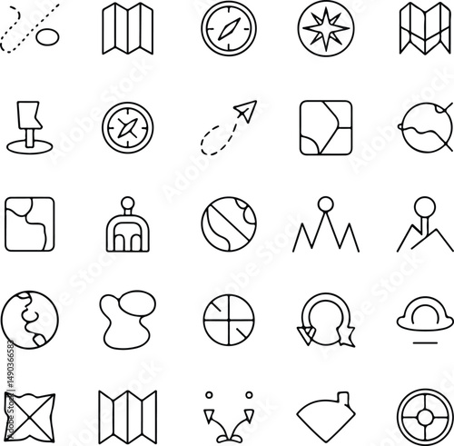 Global navigation and map outline icons.