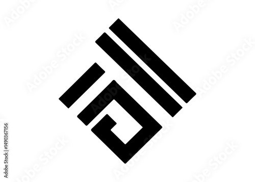 Logo design with bold lines and geometric shapes. Modern logo with abstract elements and bold design. Minimalist black and white logo. Geometric shape vector.