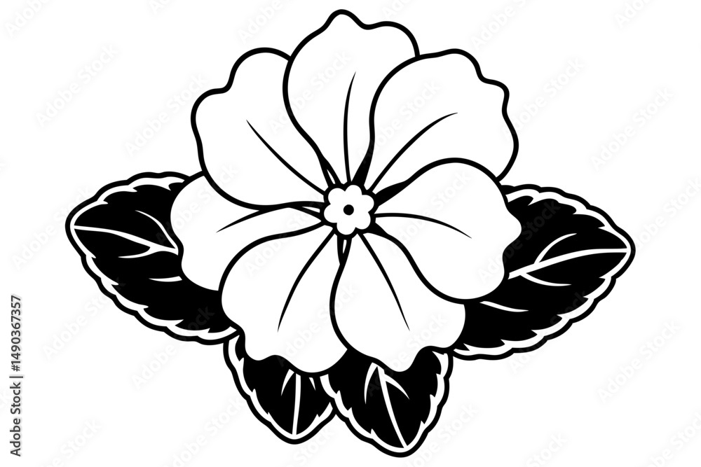 Fototapeta premium primrose flower silhouette line art vector illustration with a white background