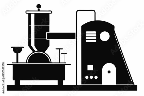rheometer silhouette line art vector illustration with a white background