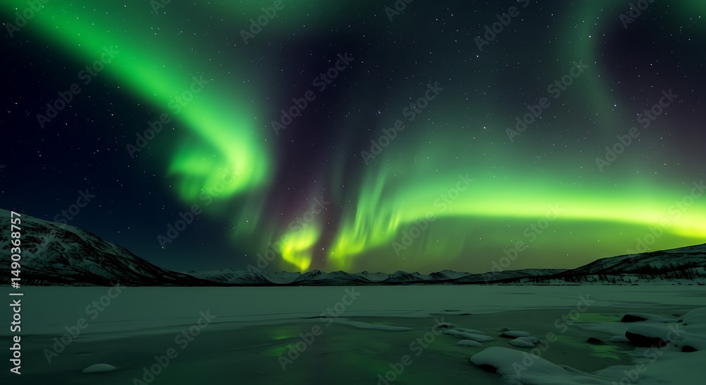 custom made wallpaper toronto digitalAurora borealis over frozen landscape