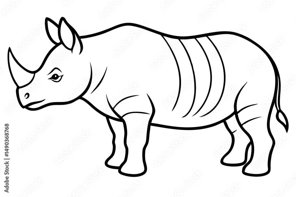 Fototapeta premium rhino silhouette line art vector illustration with a white background