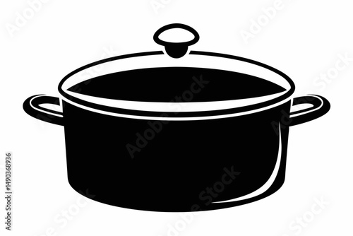 saucepan silhouette line art vector illustration with a white background