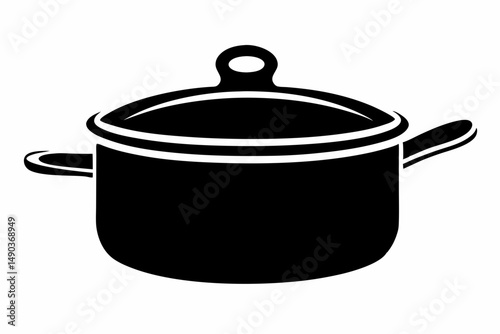 saucepan silhouette line art vector illustration with a white background