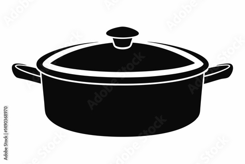 saucepan silhouette line art vector illustration with a white background