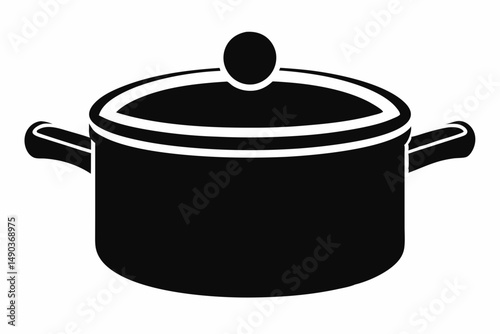 saucepan silhouette line art vector illustration with a white background