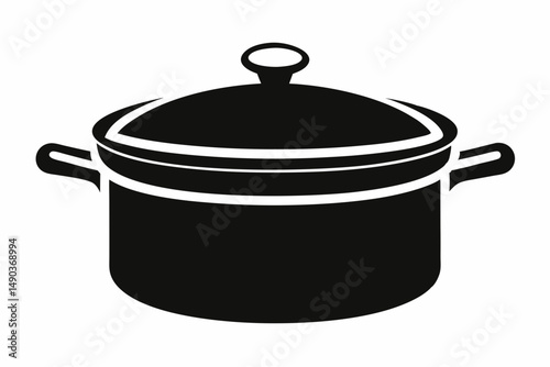 saucepan silhouette line art vector illustration with a white background