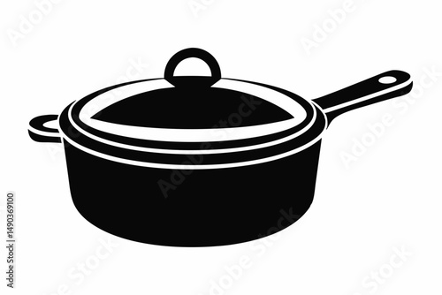 saucepan silhouette line art vector illustration with a white background