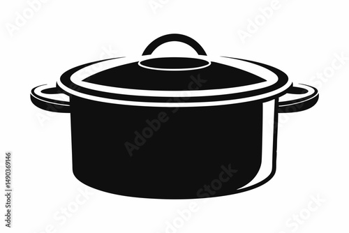 saucepan silhouette line art vector illustration with a white background