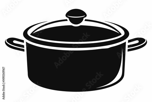 saucepan silhouette line art vector illustration with a white background