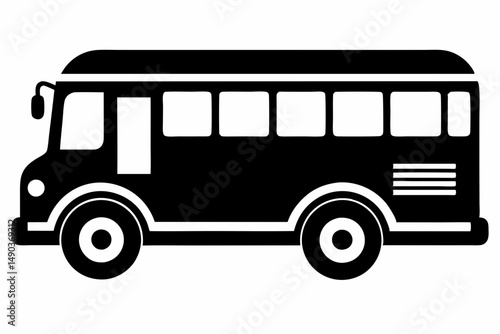 school bus icon silhouette line art vector illustration with a white background
